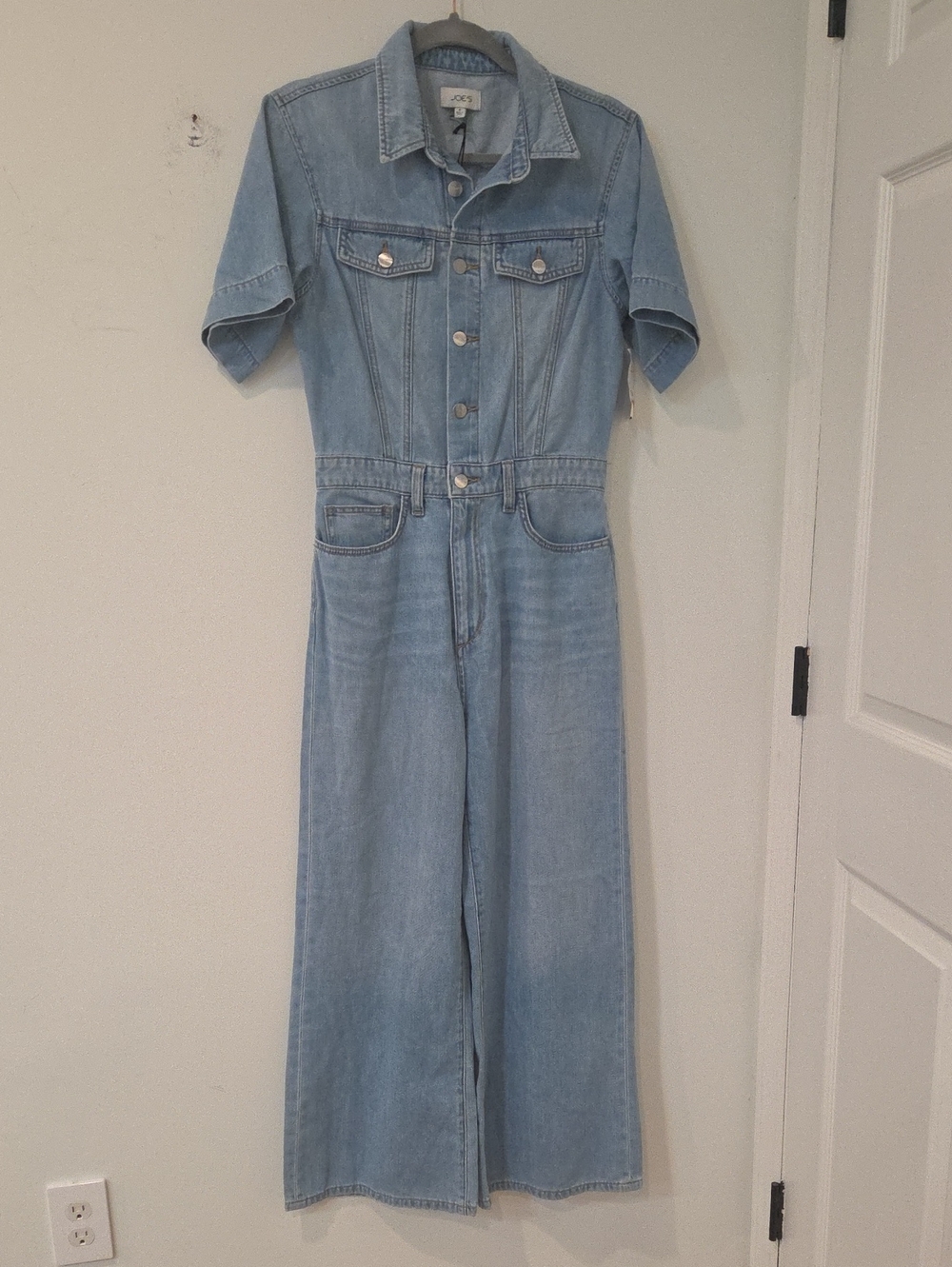 Joe's Jeans DENIM TRUCKER JUMPSUIT Light Blue Denim Short-Sleeve Jumpsuit MD NWT